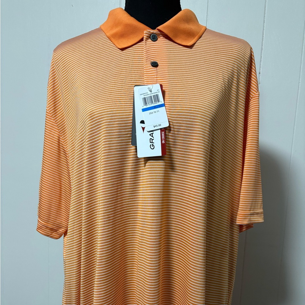 Grand slam NWT orange striped golf polo